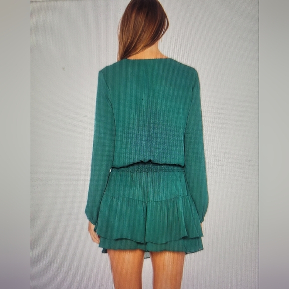 KRISA X REVOLVE Smocked Surplice Dress. Sold Out On Revolve. Size L NWT - Picture 3 of 4